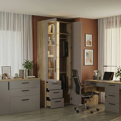 Шкаф комбинированный со стеклом с подсветкой L215S L/R