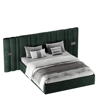 Кровать двуспальная мягкая ХИЛТОН с подъемным механизмом и мягкими панелями, 140x200