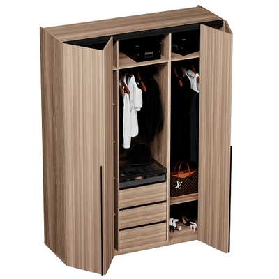 Шкаф со складными дверями, со стеклянной полкой в металлическом профиле с подсветкой L264