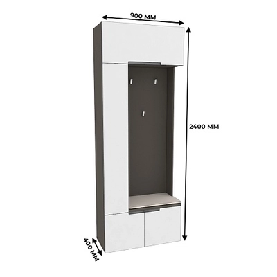 Секция с вешалкой и полками, фасады в эмали LE409 L/R
