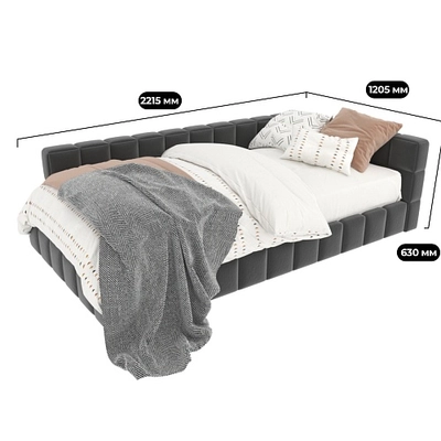 Кровать односпальная мягкая с ортопедической решеткой КВАДРО