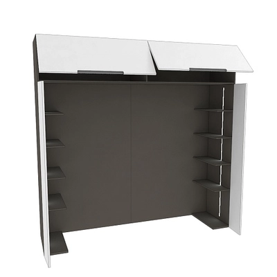 Ниша для кровати с секциями с подсветкой, фасады в эмали LE407.60