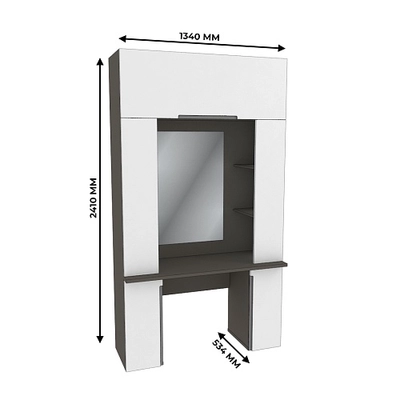 Стол туалетный с секцией и зеркалом с подсветкой, фасады в эмали LE404.44
