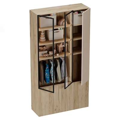 Шкаф трехдверный со стеклом в профиле с подсветкой, фасады в эмали LEF212.4-120 L/R