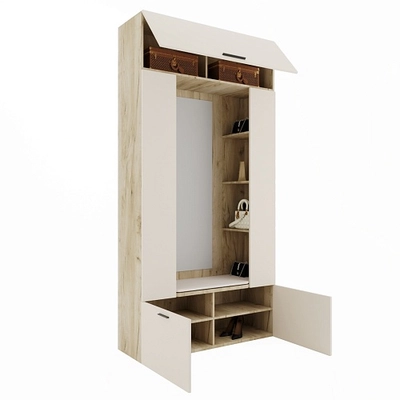 Секция с зеркалом, полками и мягким сиденьем L408