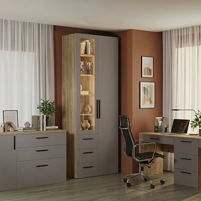 Шкаф комбинированный со стеклом с подсветкой L215S L/R