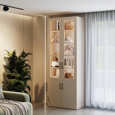 Шкаф книжный со стеклом L214S с подсветкой