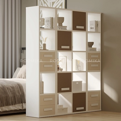 Стеллаж сквозной книжный на 15 ниш с ящиками E805,E810