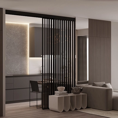 Раздвижная стеклянная перегородка для кухни GRACE 22