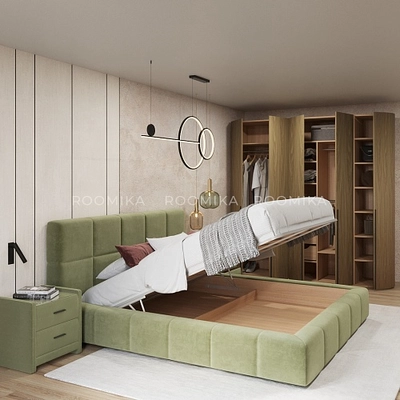 Кровать двуспальная мягкая КВАДРО-СОФТ с подъемным механизмом, 160x200