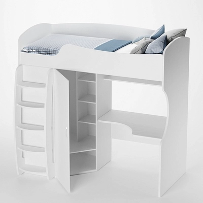 Кровать-чердак с рабочей зоной P906, 90x200