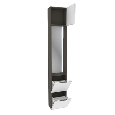 Шкаф завершающий с обувницей и зеркалом с подсветкой, фасады в эмали LE250