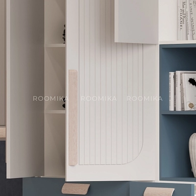 Рабочая зона для детской комнаты, фрезерованные фасады в эмали Лацио 206