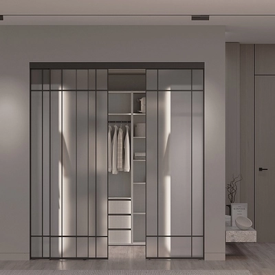 Сатинированная перегородка для гардеробной, стекло Сатинато GRACE 16