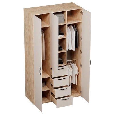 Шкаф трехдверный с ящиками глубокий L203.60