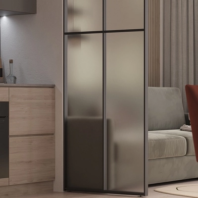 Сатинированная перегородка для зонирования в студии, стекло Сатинато GRACE 10