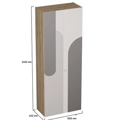 Шкаф двухдверный узкий, фрезерованные фасады в эмали LE210.44-1