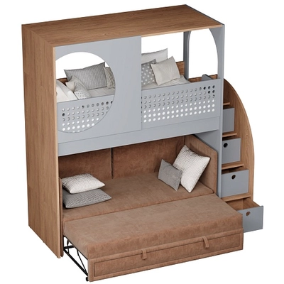 Кровать-чердак A914 с диваном Bergamo, 90x200 L/R