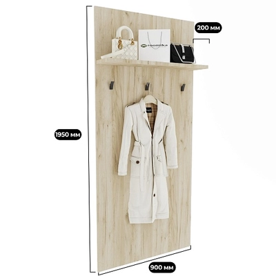 Панель широкая с полкой и крючками L177