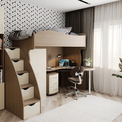 Кровать-чердак P907, 90x200