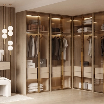 Гардеробная со стеклянными фасадами №8