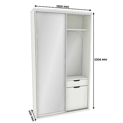 Секция для одежды с дверью купе и зеркалом P227Z