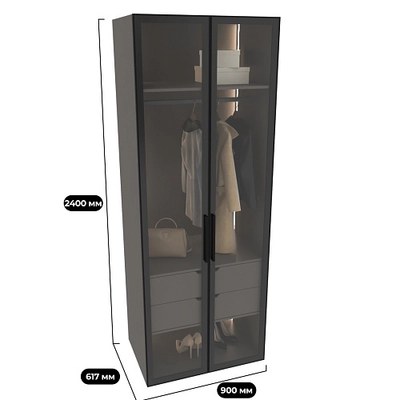 Шкаф для спальни с двумя ящиками и штангой с подсветкой R210.60-2