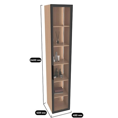 Шкаф со стеклянными фасадом с подсветкой R220.2