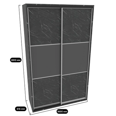 Шкаф-купе ХG166.60-2, профиль INTEGRO, фасад МДФ/Зеркало графит