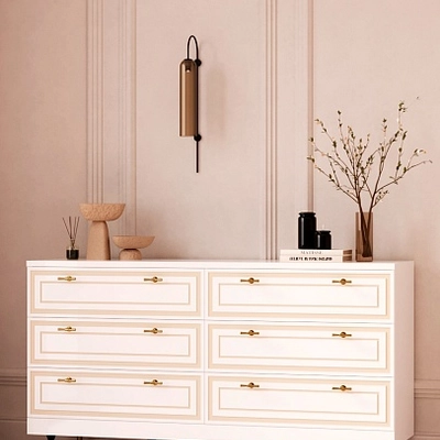 Комод с ящиками узкий  с эмалевой столешницей и боковинами A706.45ESB