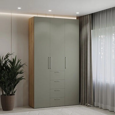 Шкаф трехдверный с ящиками узкий L203.44