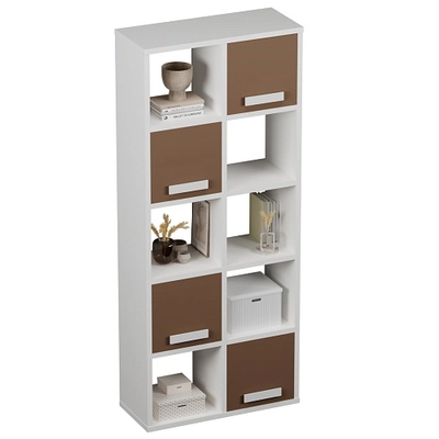 Стеллаж сквозной книжный на 10 ниш с ящиками с фасадами E810