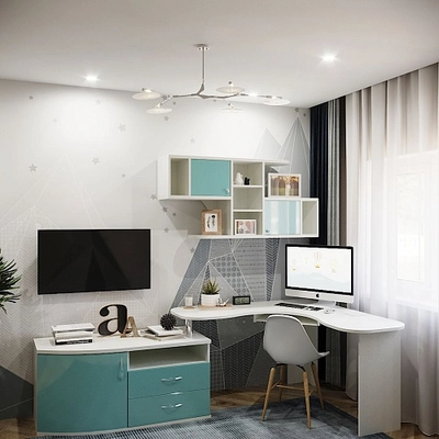 Рабочая зона с тумбой и столом Палермо для школьника