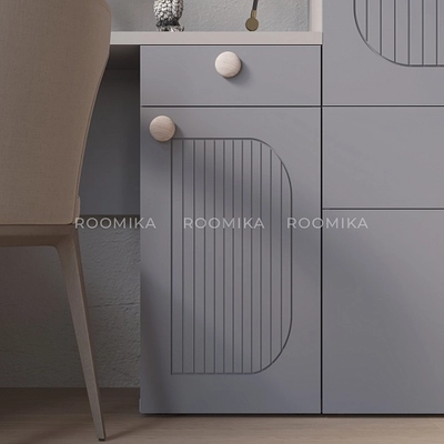 Шкаф двухдверный узкий, фрезерованные фасады в эмали LE210.44-1