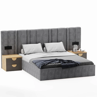 Кровать двуспальная мягкая ХИЛТОН с подъемным механизмом и мягкими панелями, 160x200