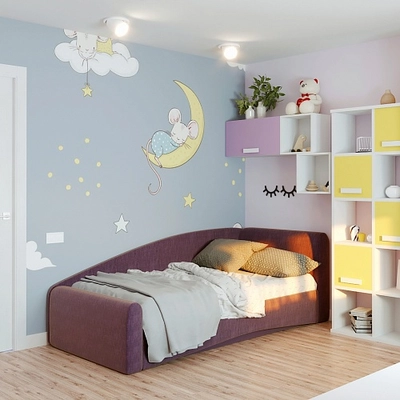 Кровать односпальная мягкая с ящиком для белья ТОКИО, 90x200