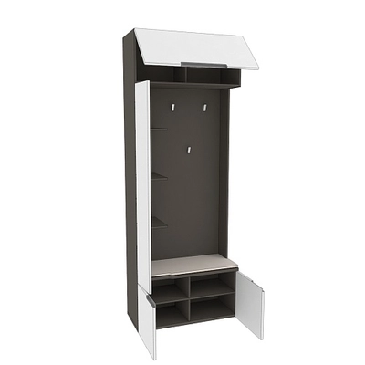 Секция с вешалкой и полками, фасады в эмали LE409 L/R