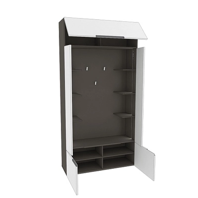Секция под крючки с полками с подсветкой, фасады в эмали LE418 L/R