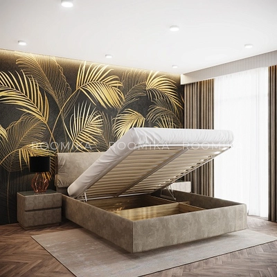 Кровать двуспальная мягкая КОЛИБРИ с подъемным механизмом, 140x200