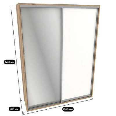 Шкаф-купе ХG180.60-2, профиль INTEGRO, фасад МДФ/зеркало серебро