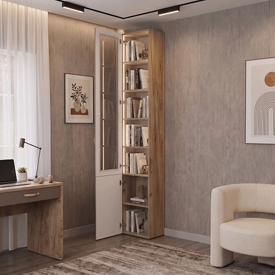 Шкаф книжный со стеклом LG241 с подсветкой