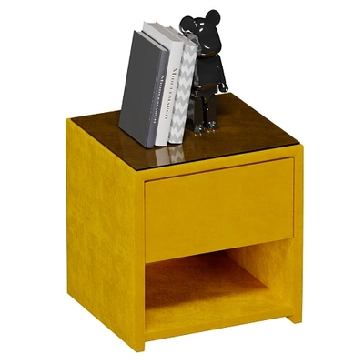 Тумба прикроватная мягкая, стекло прозрачное САНРАЙС 751