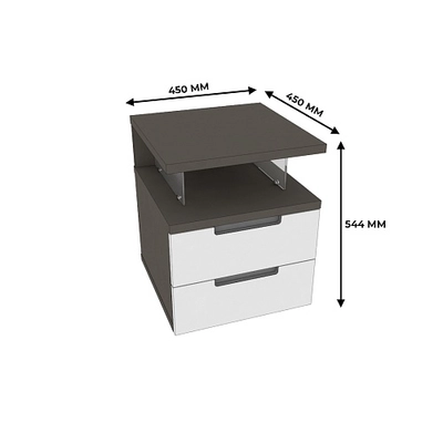 Тумба прикроватная 2 ящика, фасады в эмали LE719