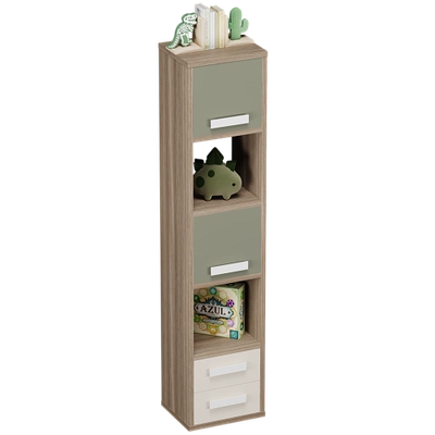 Cтеллаж сквозной книжный на 5 ниш с фасадами и ящиками E805