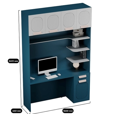 Ниша с рабочей зоной, фрезерованные фасады в эмали LE417 L/R