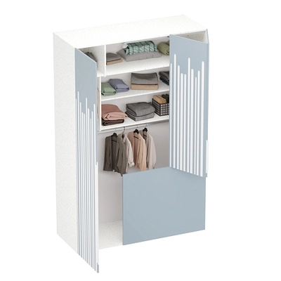 Шкаф двухдверный с фальш-стенкой и раздвижжными дверьми, фрезерованные фасады в эмали LE205 L/R