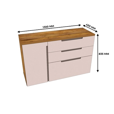 Комод с фрезерованными фасадами в эмали LE706 L/R