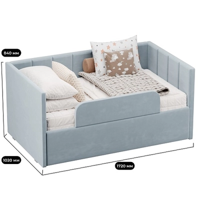 Кровать с подъемным механизмом и ящиком для белья с бортиком ЛАЙН 1, 90х160