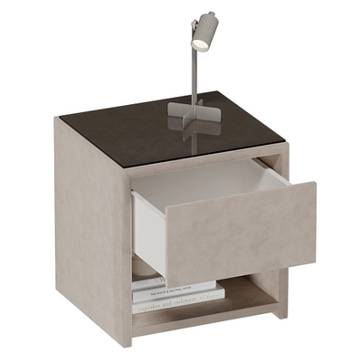 Тумба прикроватная мягкая, стекло прозрачное САНРАЙС 751