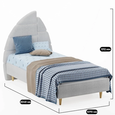 Кровать односпальная мягкая ПАРУС, 90х200